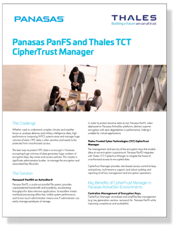 panasas panfs and thales tct ciphertrust manager solution brief thumbnail